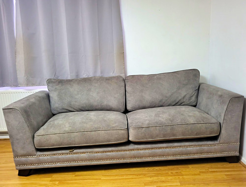 Dfs grey fabric seater - dfs, 4+3-seater