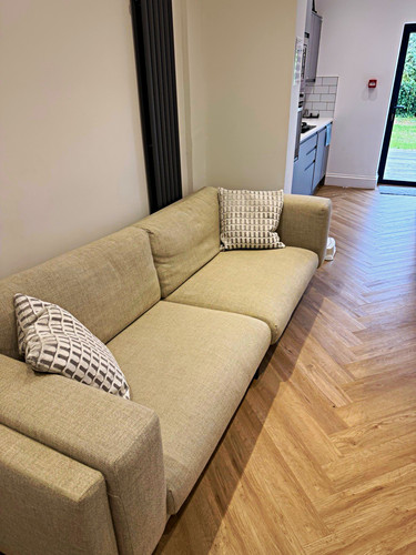 Beige fabric sofa seater - beige, 4-seater