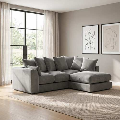 Plush velvet lshape couch r - velvet,