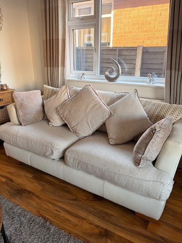 Beige cream fabric - sofa, 4