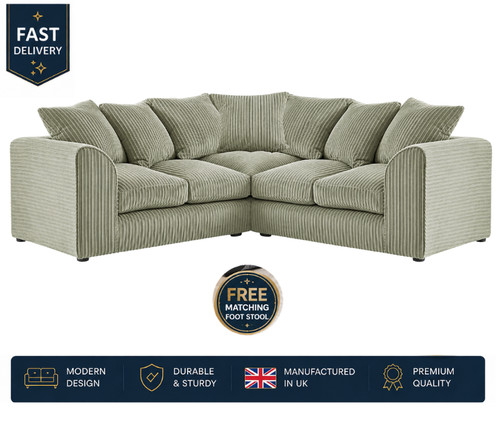 Jumbo cord corner sofa suite - cord,