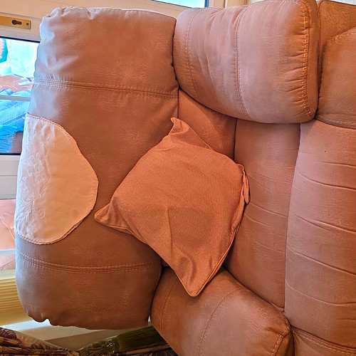 Beige velvet upholstered sofa - beige,
