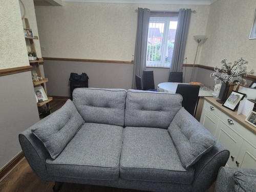 Grey fabric seater sofa - fabric, w/
