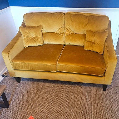 Yellow velvet seater - 2, sofa