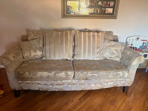 Beige cream striped fabric - striped,