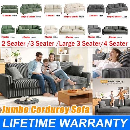 Seater corduroy sofa - seater, jumbo