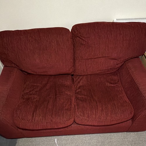 Red corduroy seater sofa - 2-seater, pad