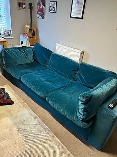 Teal velvet seater sofa - 3-seater,