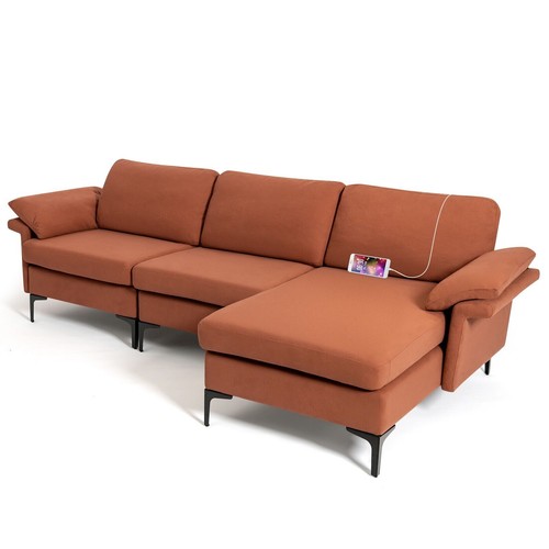 Modular shaped seater sofa - modular, 3-seater