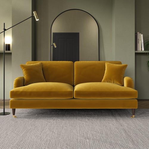 Mustard velvet seater sofa - seater,