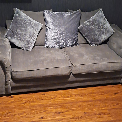 Grey velvet seater sofa with - seater,