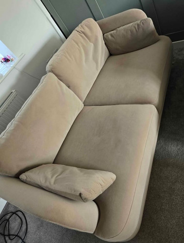 Beige velvet sofa 180cm - l, x