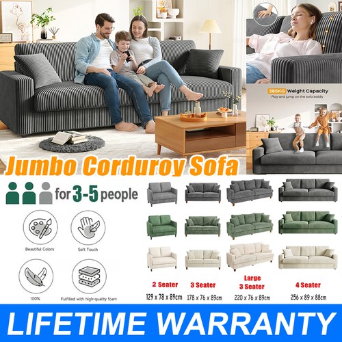 Seater corduroy sofa jumbo - 3/4,