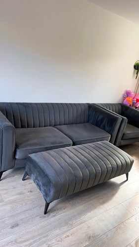 Dfs grey velvet seater sofa - grey,