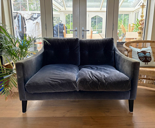Blue velvet seater sofa - velvet, 2.5