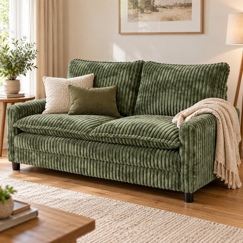 Seater sofa green corduroy - seater,