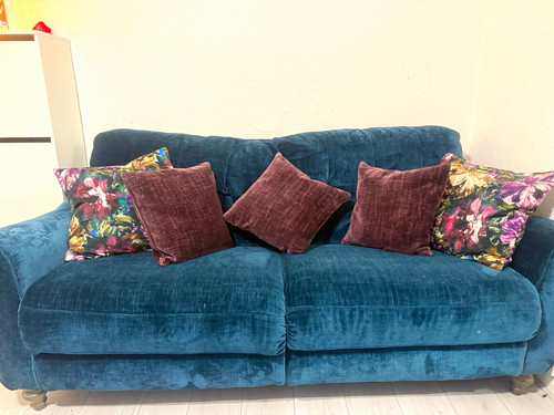 Blue velvet seater - 2-seater, sofa