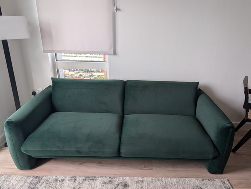 Green velvet seater sofa - 3,