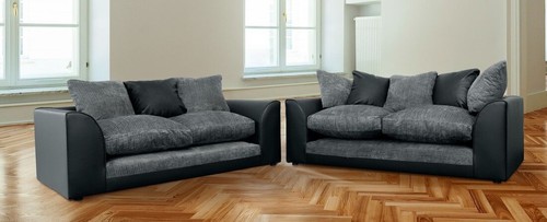 Fabric sofa seater black - fabric, 2