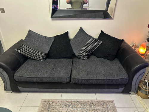Dfs seater grey black - 3, grey/black