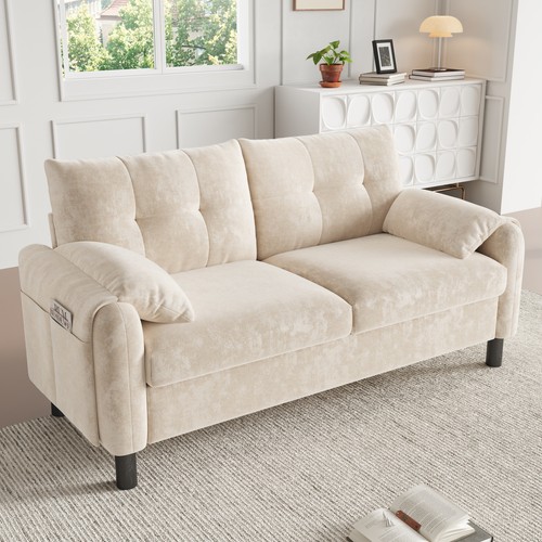 Seater sofa beige chenille - seater,