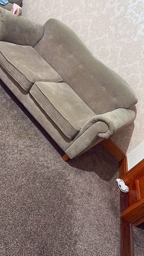 Grey velvet sofa with cushions - velvet,