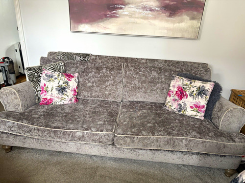 Grey velvet seater sofa - grey, 4