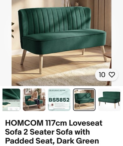 Homcom 117cm loveseat - 117cm, sofa