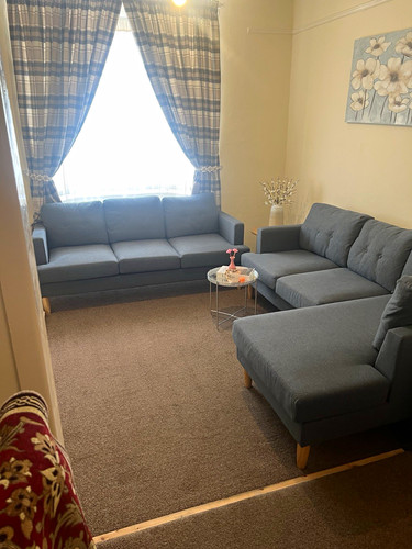 Blue solid polyester sofa - blue,
