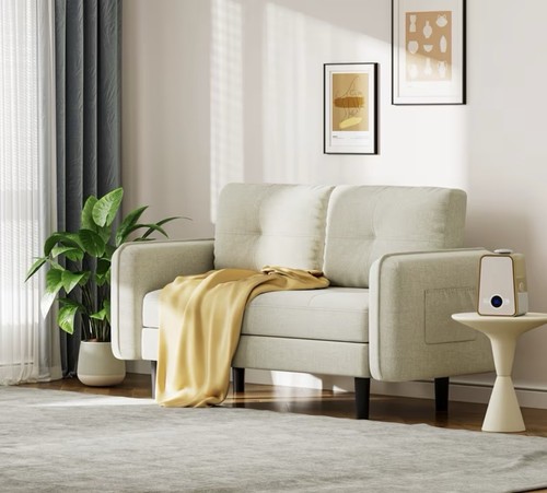 Beige linen upholstered - beige,