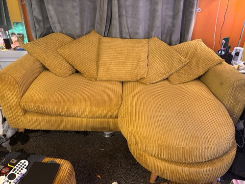 Mustard corduroy seater sofa - mustard,