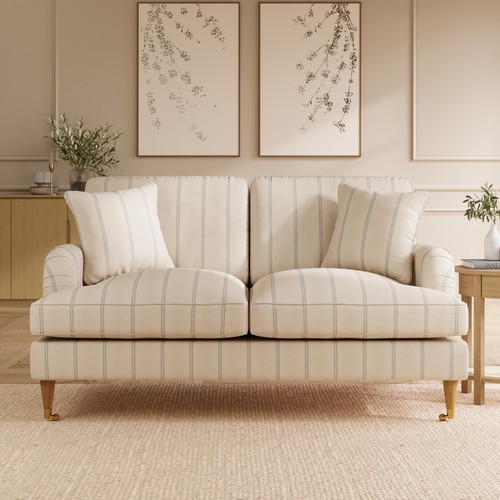 Cream chenille blue striped - striped, 2