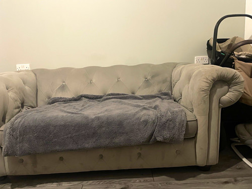 Grey velvet seater - velvet, 2